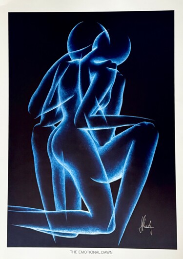 Printmaking titled "Emotional Dawn (blu…" by Jow, Original Artwork, Analog Print