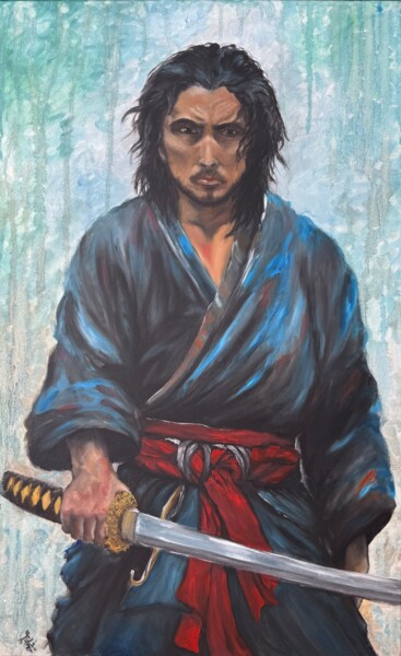 Картина под названием "Samurai Painting Ja…" - Anastasiya Posylaeva, Подлинное произведение искусства, Масло Установлен на Д…