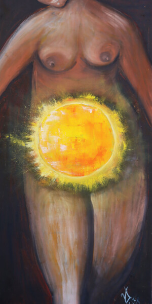 Pregnancy 3 Schilderij getiteld "Pregnancy 3" door Viktoria Dragon, Origineel Kunstwerk, Olie Gemonteerd op Frame voor houten brancard
