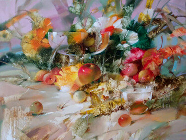 绘画 标题为“Still life Autumn m…” 由Anatoly Tarabanov, 原创艺术品, 油 安装在木质担架架上