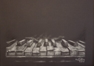 Disegno intitolato "Piano d'antan" da Magali Drugmand (Magali D.), Opera d'arte originale, Gesso