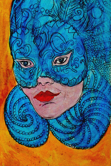Malerei mit dem Titel "Le carnaval 1" von José Espiguinha, Original-Kunstwerk, Gouache