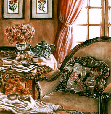 Sala de estar Desenho intitulada "Sala de estar" por Carla Henrique Silva, Obras de arte originais, Aquarela Montado em Outro painel rígido