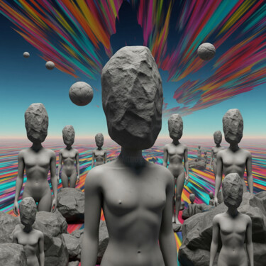 STONE-HEADED HUMANS #1 Digitale Kunst mit dem Titel "STONE-HEADED HUMANS…" von Umur Hozatli, Original-Kunstwerk, KI-generiertes Bild Auf artwork_ca…