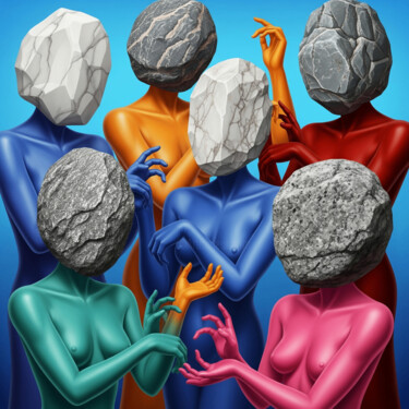 STONE-HEADED HUMANS #2 Digitale Kunst mit dem Titel "STONE-HEADED HUMANS…" von Umur Hozatli, Original-Kunstwerk, KI-generiertes Bild Auf artwork_ca…