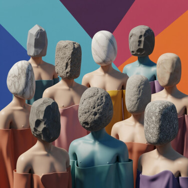 STONE-HEADED HUMANS #3 Digitale Kunst mit dem Titel "STONE-HEADED HUMANS…" von Umur Hozatli, Original-Kunstwerk, KI-generiertes Bild Auf artwork_ca…