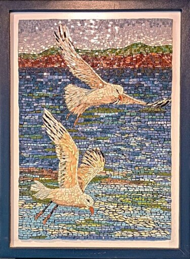 Escultura titulada "Martılar, Seramik M…" por Hasan Bayramoğlu, Obra de arte original, Mosaico Montado en Panel de madera