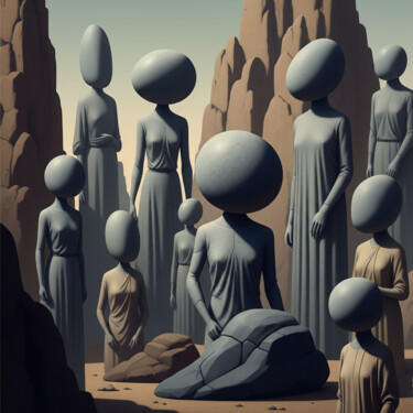 STONE-HEADED HUMANS #4 Digitale Kunst mit dem Titel "STONE-HEADED HUMANS…" von Umur Hozatli, Original-Kunstwerk, KI-generiertes Bild Auf artwork_ca…