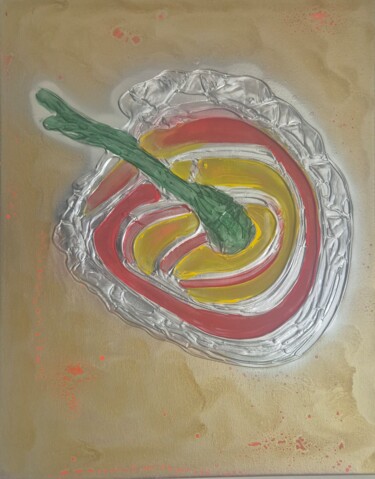 Schilderij getiteld "ceci est une pomme" door Armand De Latour, Origineel Kunstwerk, Acryl Gemonteerd op Frame voor houten b…