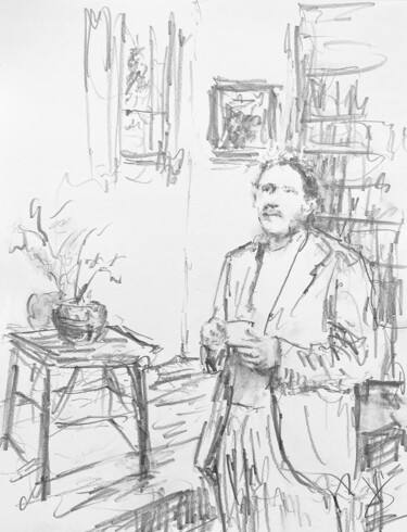 Drawing titled "His parent’s house." by Victoria General, Original Artwork, Pencil