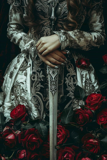 Arte digitale intitolato "Crimson Oath" da Dicle Kaya, Opera d'arte originale, Immagine generata dall'IA