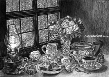 Café da manhã Рисунок под названием "Café da manhã" - Carla Henrique Silva, Подлинное произведение искусства, Графит