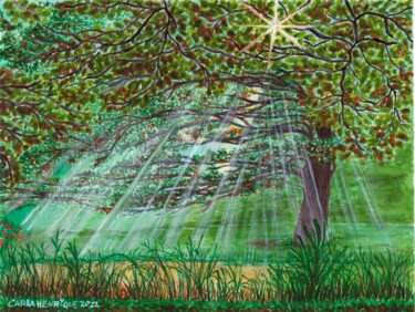 제목이 "Brilho na floresta"인 그림 Carla Henrique Silva로, 원작, 수채화