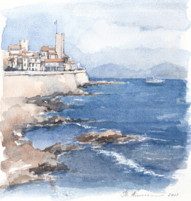 Citadel Above the Sea Pittura intitolato "Citadel Above the S…" da Tatiana Alekseeva, Opera d'arte originale, Acquarello