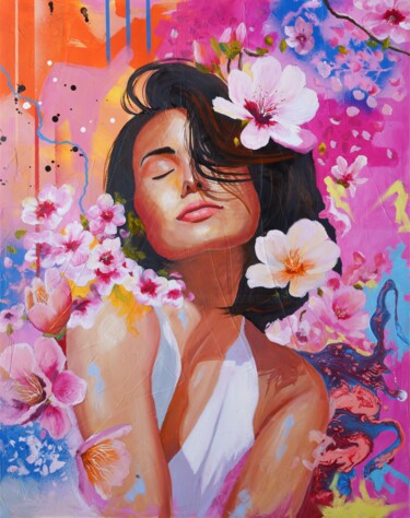 Painting titled "Garden of Memories" by Geethu Chandramohan, Original Artwork, Oil Mounted on Wood Stretcher frame