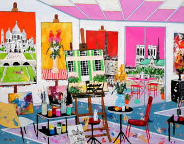 Peinture intitulée "Dans l'atelier du p…" par Jean-Pierre Borderie, Œuvre d'art originale, Acrylique Monté sur Châssis en bo…