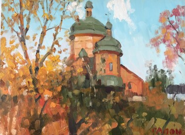 绘画 标题为“oil painting "churc…” 由Igor Gapon, 原创艺术品, 油 安装在纸板上