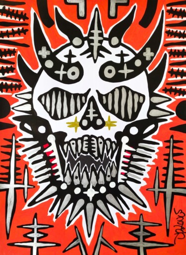 绘画 标题为“Heavy metal skull” 由Dr. Love, 原创艺术品, 丙烯