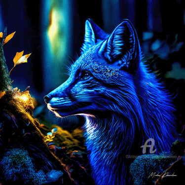 Digitale Kunst getiteld "MISS FOXY BLUE" door Morten Klementsen, Origineel Kunstwerk, AI gegenereerde afbeelding