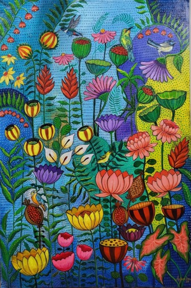Pittura intitolato "FANTACY GARDEN" da Arjun Das, Opera d'arte originale, Acrilico