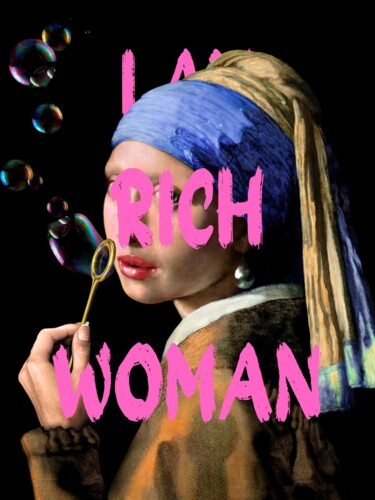 Digitale Kunst getiteld ""Luxury Bubbles"" door Chun Yu Guan, Origineel Kunstwerk, AI gegenereerde afbeelding Gemonteerd op…