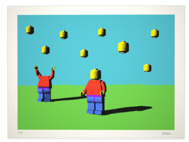 "Raining Heads" başlıklı Baskıresim Zalkian tarafından, Orijinal sanat, Serigrafi
