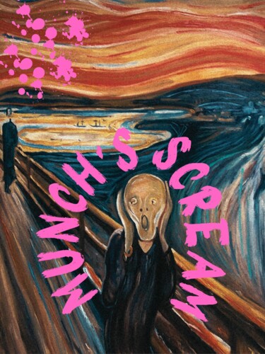 Arts numériques intitulée "The Scream - Edvard…" par Chun Yu Guan, Œuvre d'art originale, Image générée par l'IA Monté sur C…