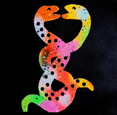 Pittura intitolato "SPACO serpents de N…" da Spaco, Opera d'arte originale, Acrilico Montato su Telaio per barella in legno