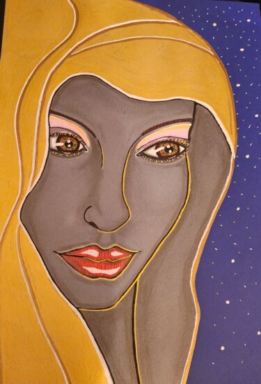 Σχέδιο με τίτλο "Songe d'une nuit or…" από Christina Willaime (Tinachoupy), Αυθεντικά έργα τέχνης, Μαρκαδόρος