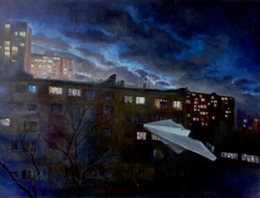 Schilderij getiteld "New Year" door Anatoly Varvarov, Origineel Kunstwerk, Olie Gemonteerd op Frame voor houten brancard