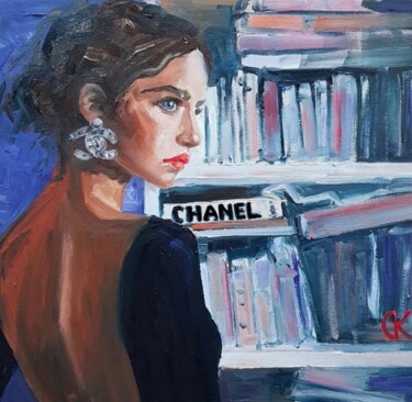 Schilderij getiteld "Девушка в стиле CHA…" door Ekaterina Kesler, Origineel Kunstwerk, Olie Gemonteerd op Karton