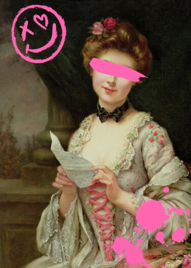 Digitale Kunst getiteld "Vintage Romance Let…" door Chun Yu Guan, Origineel Kunstwerk, AI gegenereerde afbeelding Gemonteerd…