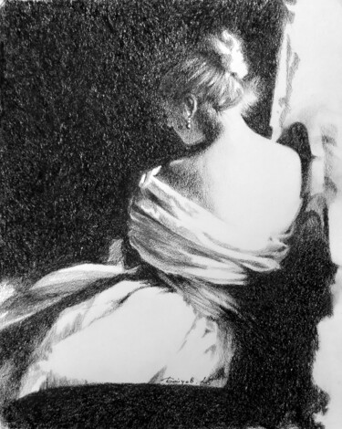 Disegno intitolato "Незнакомка" da Boytsov, Opera d'arte originale, Carbone