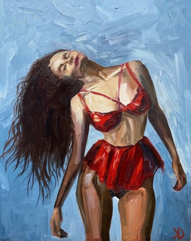 Ζωγραφική με τίτλο "Красное" από Ekaterina Kesler, Αυθεντικά έργα τέχνης, Λάδι Τοποθετήθηκε στο Χαρτόνι