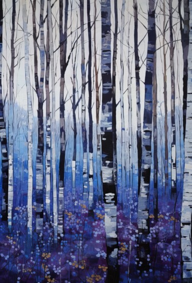 数字艺术 标题为“Birch Trees” 由Amanda Moore, 原创艺术品, AI生成的图像