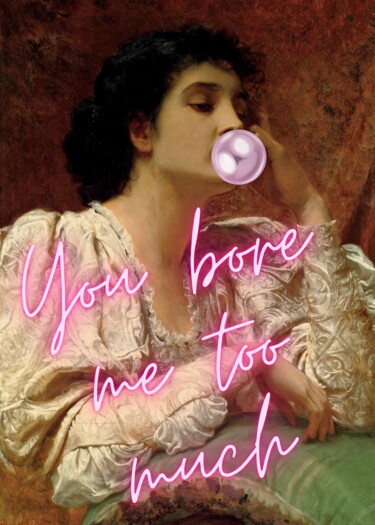 Digital Arts titled "Boredom's Bubble" by Chun Yu Guan, Original Artwork, AI generated image Mounted on Cardboard