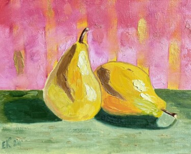 Ripe pears Painting titled "Ripe pears" by Elena Krikunova, Original Artwork, Oil