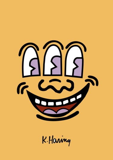 数字艺术 标题为“Happy Face Smiling…” 由春宇 关, 原创艺术品, AI生成的图像 安装在纸板上
