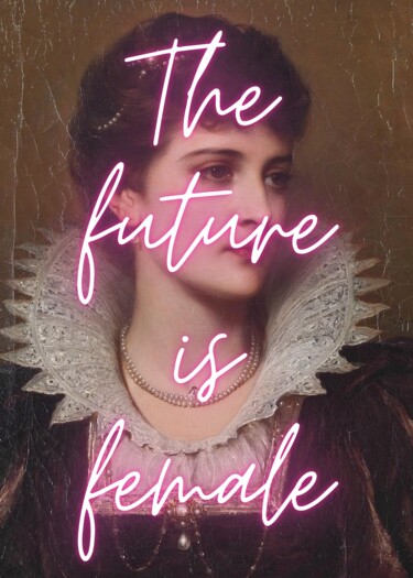 Digital Arts titled "Elegant Neon Femini…" by Chun Yu Guan, Original Artwork, AI generated image Mounted on Cardboard