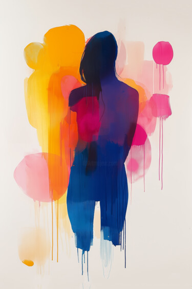I Can’t Hold On – Giclée Print on Canvas Abstract Portrait Schilderij getiteld "I Can’t Hold On – G…" door Tatiana Taner, Origineel Kunstwerk, Digitaal Schilderwerk Gemonteerd op Fram…