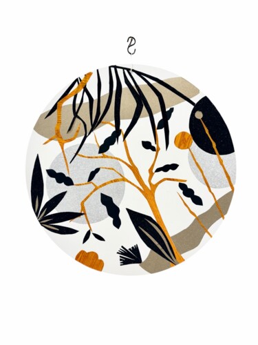 Collages getiteld "Palma" door Koki, Origineel Kunstwerk, Collages Gemonteerd op Andere stijve panelen