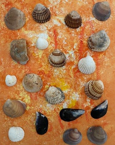 Painting titled "Shells In Lava" by Jil-Marie Krupa, Original Artwork, Acrylic