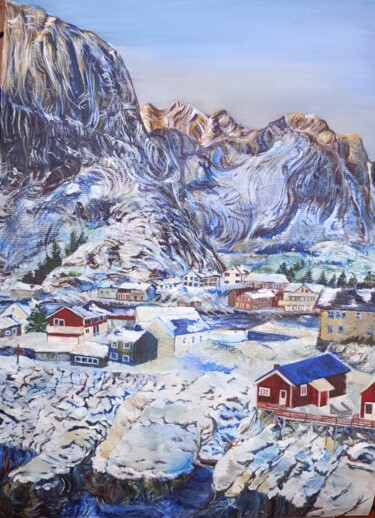 Schilderij getiteld "Страна Норвегия" door Anastasiia Sadovskaia, Origineel Kunstwerk, Gouache