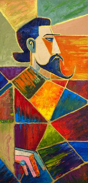 «King» cubism, abstraction,man, portrait Malerei mit dem Titel "«King» cubism, abst…" von Tatyana Nefedova, Original-Kunstwerk, Öl Auf Keilrahmen aus Holz montiert