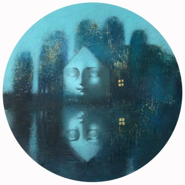 绘画 标题为“House by the Lake” 由Svetlana Rumak, 原创艺术品, 丙烯 安装在木质担架架上