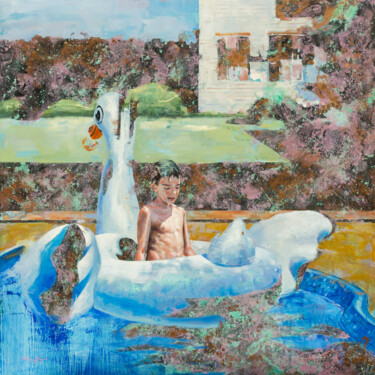 SWAN Картина под названием "SWAN" - Eduardo Blanco, Подлинное произведение искусства, Масло Установлен на Деревянная рама для нос…