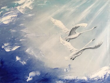 Towards the Dream. Swans 绘画 标题为“Towards the Dream.…” 由Tatiana Nepomniashchikh, 原创艺术品, 油