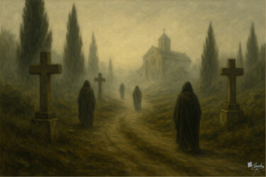 Silent Pilgrimage Painting titled "Silent Pilgrimage" by Elio Segundo Sanchez, Original Artwork, Oil