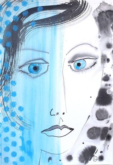 Dual Vision, Ink on paper Картина под названием "Dual Vision, Ink on…" - Ludmila Kuchina, Подлинное произведение искусства, Чернила