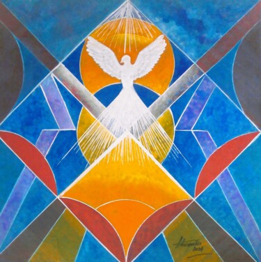 Schilderij getiteld "Divino Espírito San…" door Antonio Guimaraes, Origineel Kunstwerk, Acryl